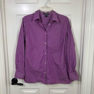 Lauren Ralph Lauren Long Sleeve Button Up Shirt Women’s 1X Purple White Stripes